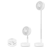 AICase Fan Ventilateur de Sol,Ventilateur de Table,Ventilateur Silencieux à 4 vitesses,Ø 19,7 cm, Batterie 7200mAh, Réglable en Hauteur et Pliable, Chargement via USB