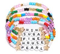 AICase Lot de 5 bracelets élastiques empilables avec perles d'amitié (inspirés de Harry Styles Merch)-Cadeau pour les fans - Assorti à une tenue de concert, aux affiches en vinyle et aux autocollants