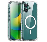 AICase pour iPhone 16 Coque Transparente [avec magsafe] Protection Contre Les Chutes Robuste Tout Le Corps résistant aux Chocs/à la poussière 3 Couches de Protection Militaire Coque Robuste