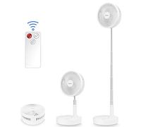 AICase Ventilateur Silencieux,Ventilateur sur Pied avec Télécommande et minuterie 4 heures, 4 Niveaux de Vitesse,Batterie 7200mAh, Réglable en Hauteur et Pliable, Chargement via USB