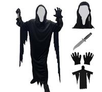 Aicerous® Halloween Scream Costume, Ghost Face Costume, Déguisement Serial Killer, Masque inclus et Poignard en plastique, adapté pour Halloween/Carnaval/Mascarade/Soirée d'horreur (M)