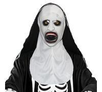 Aicerous® Masque Nonne Effrayant Halloween Horreur Nonne Masque, Masque Horreur Nonne avec Foulard Casque Masques Effrayants en Latex pour Halloween/Carnaval/Cosplay (B)