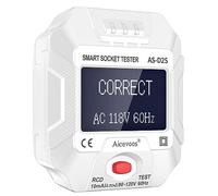 Aicevoos Testeur de prises avec test RCD et écran LCD, 6 types de diagnostics de pannes, affichage de la tension et de la fréquence, 90-250V/45-65Hz