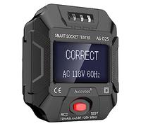 Aicevoos Testeur de Prises avec Test RCD et écran LCD, 6 types de Diagnostics de Pannes, Affichage de la Tension et de la Fréquence, 90-250V/45-65Hz, Noir