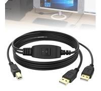 Aicharynic Câble d'imprimante USB B, 2 câbles d'imprimante USB-A vers USB-B avec bouton basculant, répartiteur de câble USB 2 en 1 pour deux ordinateurs, imprimantes, télécopieurs, scanners, 2,5 m