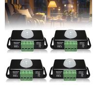 Aicharynic Détecteur de mouvement infrarouge : lot de 4 mini capteurs PIR noirs, interrupteur automatique CC 12 V 24 V, pour bandes LED (noir)