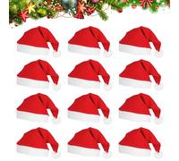 Aicharynic Lot de 12 bonnets de Noël, 40 x 30 cm, bonnets de Père Noël doux pour fête, Nouvel An, fêtes de Noël, résistants aux déchirures et extensibles, convient à toutes les têtes, adultes et