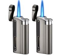Aicharynic Lot de 2 briquets tempête à gaz Rechargeables Coupe-Vent Jet Flamme pour Cuisine, Barbecue, Camping (sans gaz)