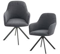 Aicharynic Lot de 2 housses de chaise extensibles avec accoudoirs, amovibles, lavables - Pour salle à manger, restaurant, chaise de bureau - Universel - Gris foncé