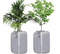Aicharynic Lot de 2 protections thermiques pour plantes : 50 x 45 cm - Pour plantes en pot - Protection hivernale pour plantes en pot - Avec fermeture éclair et cordon de serrage - Gris