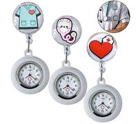 Aicharynic Lot de 3 Montres d'Infirmière Avec Clip - Montre de Soeur, de Soins, de Poche - En Silicone Extensible