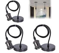 Aicharynic Lot de 3 suspensions de lampe E27, douille E27 avec câble E27, douille de lampe avec câble de 100 cm, suspension vintage avec support de plafond, pour la maison, le bar, le café