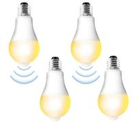 Aicharynic Lot de 4 ampoules LED E27 avec détecteur de mouvement, avec détecteur de mouvement PIR E27, 12 W, blanc chaud, 3000 K, ampoule à économie d'énergie, pour couloir, garage, escalier, balcon