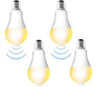 Aicharynic Lot de 4 ampoules LED E27 avec détecteur de mouvement, avec détecteur de mouvement PIR E27, 12 W, blanc chaud, 3000 K, ampoule à économie d'énergie