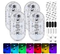 Aicharynic Lot de 4 éclairages LED magnétiques tactiles RVB pour intérieur de voiture - 7 couleurs - Éclairage d'ambiance réglable pour intérieur de voiture - Rechargeable par USB - Accessoire de
