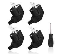 Aicharynic Lot de 4 fiches Schuko avec contact de protection en caoutchouc + 1 tournevis, 250 V (16 A), fiche coudée, étanche IP44 pour l'extérieur, noir