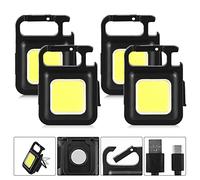 Aicharynic Lot de 4 mini lampes de travail LED rechargeables - Lampe de poche portable - Étanche - Pour le camping, la réparation d'urgence
