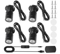 Aicharynic Lot de 4 mini spots lumineux - Blanc chaud 3000 K - USB 5 V - Spot rotatif à 360° - Pour vitrines, armoires et décoration