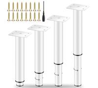 Aicharynic Lot de 4 pieds de meubles en métal réglables de 25 à 42 cm avec vis et tournevis - Pieds de meubles réglables en hauteur pour meuble TV, canapé, table de chevet, armoire de salle de bain -