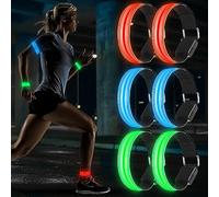 Aicharynic Lot de 6 bracelets LED à piles - Bandes réfléchissantes - Pour enfants - Lumière de sécurité pour le jogging, la course, le sport