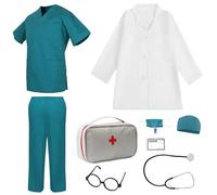 Aicharynic Lot de 9 costumes de médecin pour enfant - Mallette de médecin - Jouet de rôle - Accessoire de carnaval - Cadeau d'Halloween pour garçons et filles - 140 cm