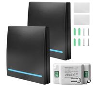 Aicharynic Lot d'interrupteurs sans fil 230 V avec télécommande pour lampes jusqu'à 2000 W, portée jusqu'à 50 m, 2 interrupteurs sans fil 230 V + récepteur
