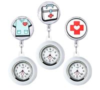 Aicharynic Montre infirmière 3 pièces avec Clip pour infirmière Montre infirmière Montre infirmière avec étui en Silicone Lumineux pour Femme Montre de Poche Montre de Poche Extensible en Silicone