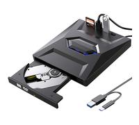 Aicharynic Multifonctionnel USB3.0 & Type-C Graveur CD/DVD: Lecteur DVD Externe 5-en-1, Transmission De Données Haute Vitesse, Pour PC Portable Windows 11/10 Mac MacBook Linux (Noir)
