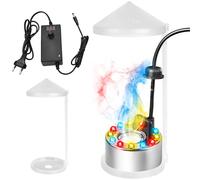 Aicharynic Nébuliseur à ultrasons - 12 LED - Mini nébuliseur à ultrasons - 24 V - Avec protection anti-éclaboussures amovible - Pour intérieur ou extérieur - Pour Halloween