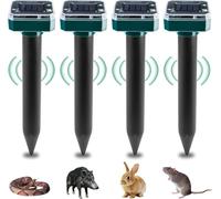 Aicharynic Répulsif Taupe Solaire Ultrason 4 Pièces, Solaire Souris Repeller Exterieur Répulsifs Anti-Taupes à énergie Solaire pour Jardin Pelouse en Plein Air IP65 pour Taupe Campagnol Serpent