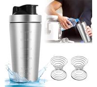 Aicharynic Shaker à Protéines en Acier Inoxydable - 750 ml - Avec Boule en Spirale - Sans BPA - Pour Fitness et Régime