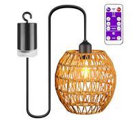 Aicharynic Suspension en rotin avec batterie et télécommande, sans fil, avec minuterie, style vintage, pour balcon, terrasse, chambre à coucher, sans électricité, câble de 100 cm