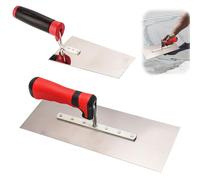 Aicharynic Truelle de maçon en acier inoxydable : ensemble de 2 pièces truelle de lissage en acier inoxydable avec truelle de plâtre, spatule à stuccateur avec poignée en caoutchouc, outil de plâtre