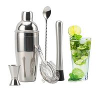 aichilra Ensemble shaker à cocktail, 5 pièces professionnel en acier inoxydable, kit de barman de 750 ml avec doseur doseur, pilon, passoire, bec, cuillère à mélanger pour la maison, les bars et les