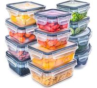 aichilra Lot de 12 boîtes de rangement alimentaires en plastique transparent réutilisables avec couvercles, boîtes de rangement pour cuisine et garde-manger, étanches, empilables