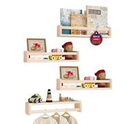 aichilra Lot de 4 étagères murales flottantes pour enfants, décoration de chambre d'enfant, idéale pour les livres et les jouets, étagère Montessori | Bois naturel