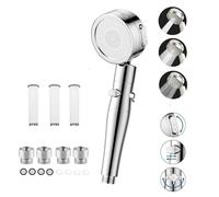 aichilra Pommeau de Douche avec 3 Filtres, Pommeau de Duche Economie Deau, Douchette haute pression avec 3 modes de jet d'eau, fonction stop, fonction anticalcaire, Process pour bain et spa