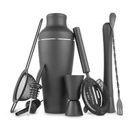 aichilra Shaker Cocktail Kit, Set Barman Cocktail en Acier Inoxydable de 8 Pièces, Professionnel kit cocktail complet, pour Maison ou Le Bar, Noir