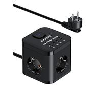 AICODE PD20W Bloc multiprise cube 3 prises avec 4 cubes USB C avec interrupteur pour bureau, maison ou voyage Câble de 2 m Noir