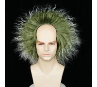 Aicos Perruque verte foncée courte afro sauvage drôle duveteuse ondulée clown chauve chapeau cosplay gothique Halloween accessoire de costume femme homme