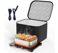 AICPAN Gamelle Chauffante Electrique - Lunch Box 3-en-1 Portable, 1.7L 80W Chauffage Rapide Boîte Repas, 12V/24V/220V pour Voiture, Bureau et Voyage, Avec Sac, Noir