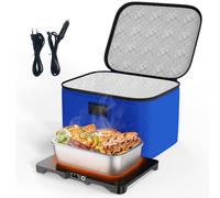 AICPAN Gamelle Chauffante Electrique - Lunch Box 3-en-1 Portable, 1.7L 80W Chauffage Rapide Boîte Repas, 12V/24V/220V pour Voiture, Bureau et Voyage, Avec Sac, Bleu