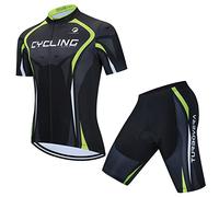AICTIMO Combinaison de cyclisme pour homme, maillot et short de cyclisme avec rembourrage gel 3D, séchage rapide, respirant, pour pratique du vélo en plein air (maillot + short, L)