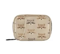 Aid Bag Pilulier portable pour sac à main, jolis visages de raton laveur sur beige