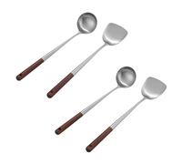 AID Lot de 2 outils de spatule et louche Wok, spatule de 17 pouces pour wok, spatule en acier inoxydable pour wok