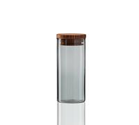 Aida Bocal en verre avec couvercle en bois Raw fumé mini