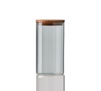 Aida Bocal en verre avec couvercle en bois Raw fumé moyen