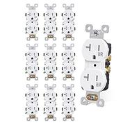 AIDA Lot de 10 prises murales duplex, 20 A, 125 V, résidentielle, 3 fils, mise à la terre, homologuée UL, fil poussoir et latéral, blanc