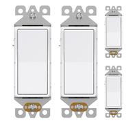 AIDA Lot de 4 interrupteurs à bascule unipolaire Decora, 15 A, interrupteurs électriques auto-mis à la terre, qualité résidentielle, certifié UL, blanc brillant