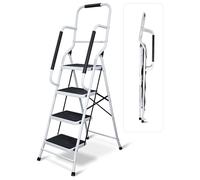 Aidapt 4 escabeaux avec Double Rampe, Pliable, économiseur d'espace, Pieds en Caoutchouc antidérapants, en Acier Durable, pour la Maison, Le Jardinage, Le Travail, la Cuisine, etc